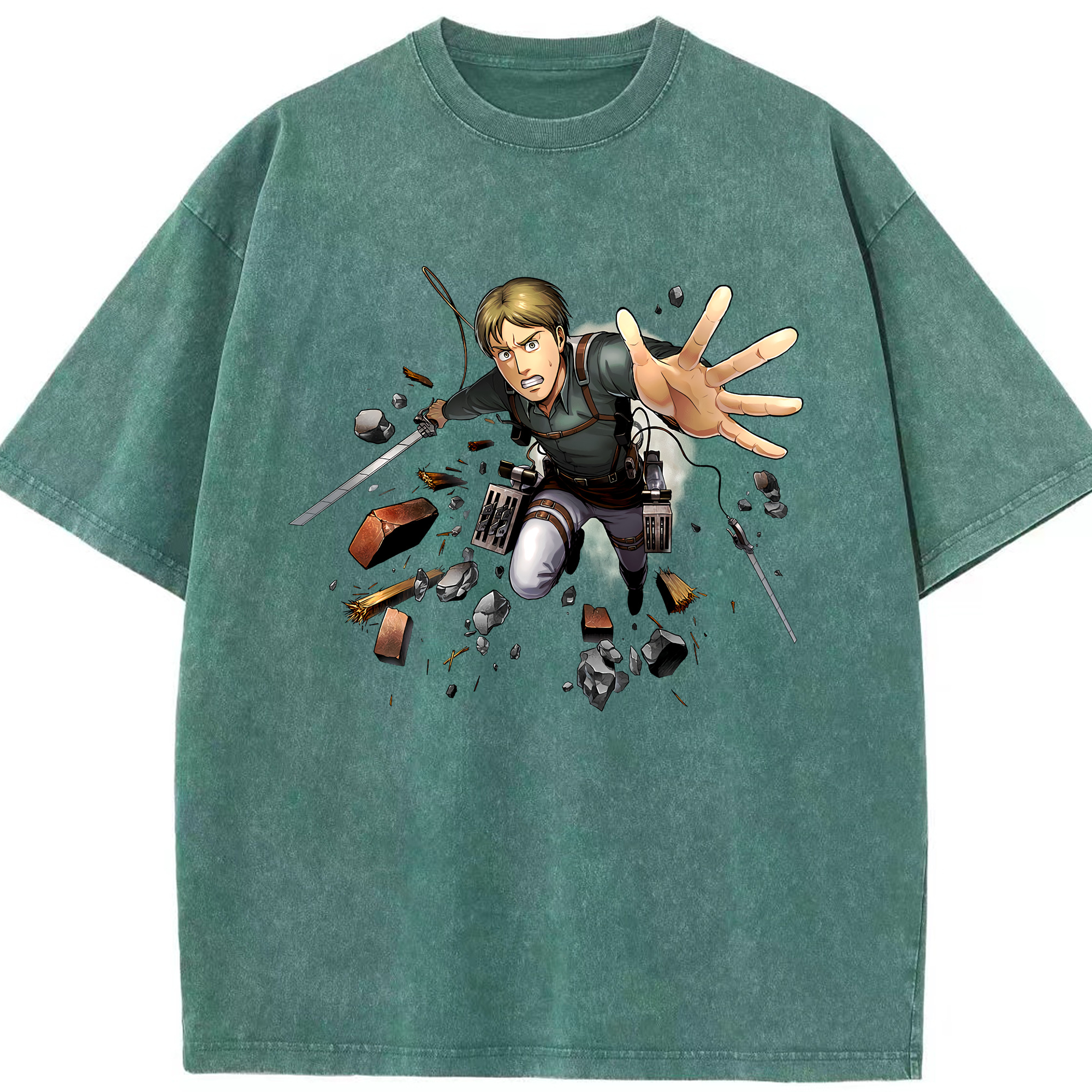 （画像用） 進撃の巨人 Attack on Titan 綿100% ヴィンテージ風 半袖Tシャツ（フロントプリント）